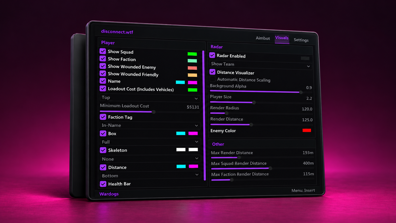 Disconnect - Wardogs styled menu presentation